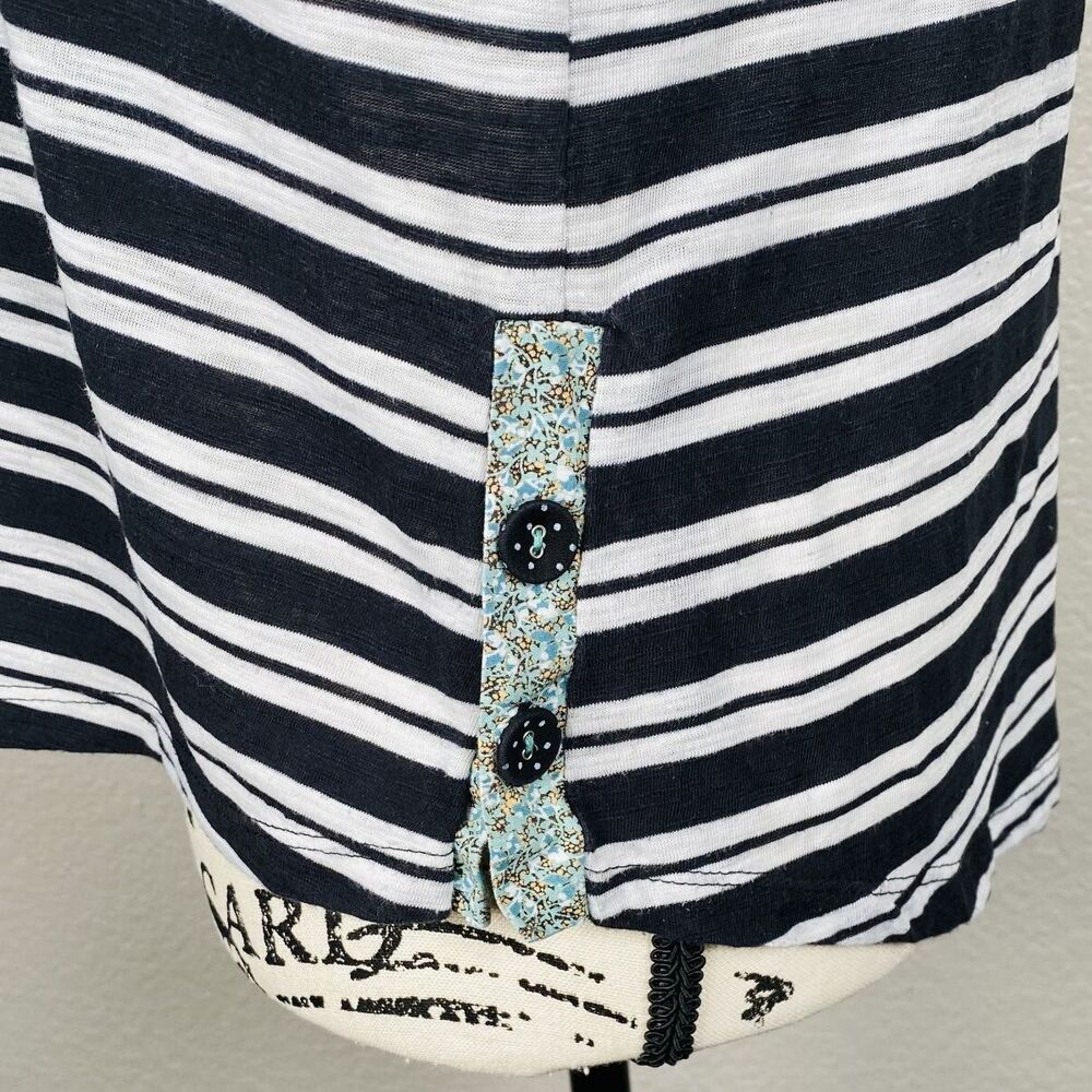 Anthropologie 9-H15 STCL Sz S Long Sleeve Knit Top Black White Striped Boat Neck - Picture 5 of 11